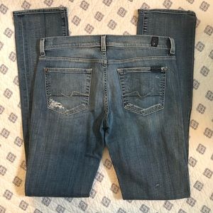 7 For All Mankind Straight Leg Distressed Jeans 29